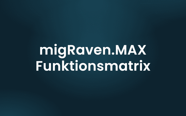migRaven.MAX Funktionsmatrix — Vergleich der Editionen